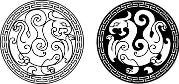 传统图案黑白剪纸风格设计素材