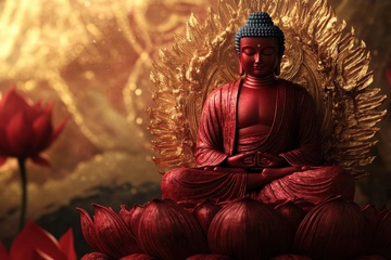 红木雕刻的一尊佛像