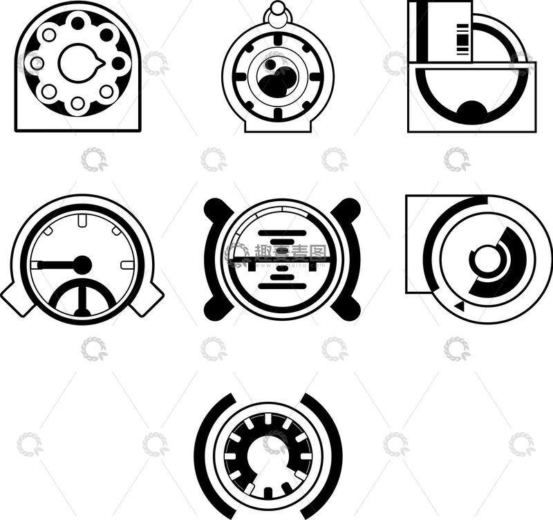 黑白仪表盘图标设计素材