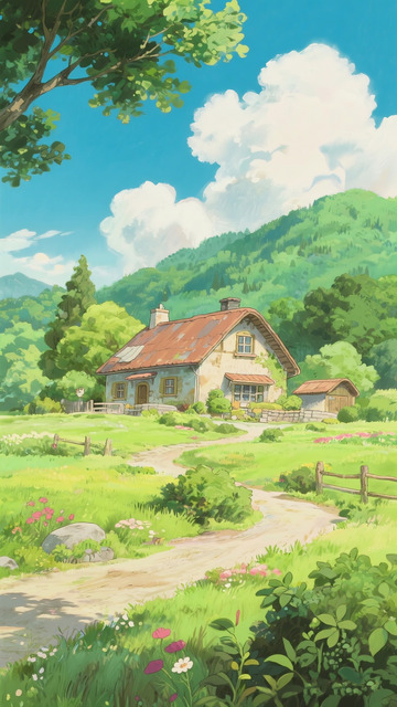 山间动漫小屋 田园清新秘境