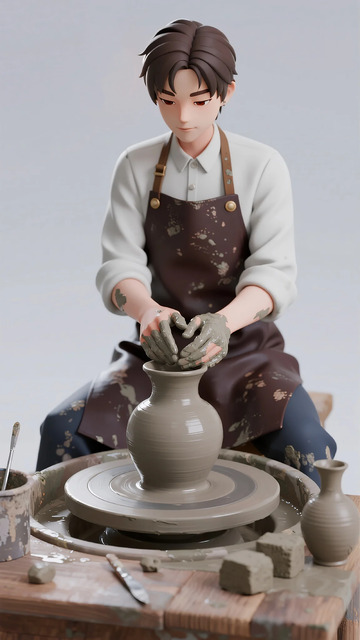 陶泥工艺制作动漫人物场景