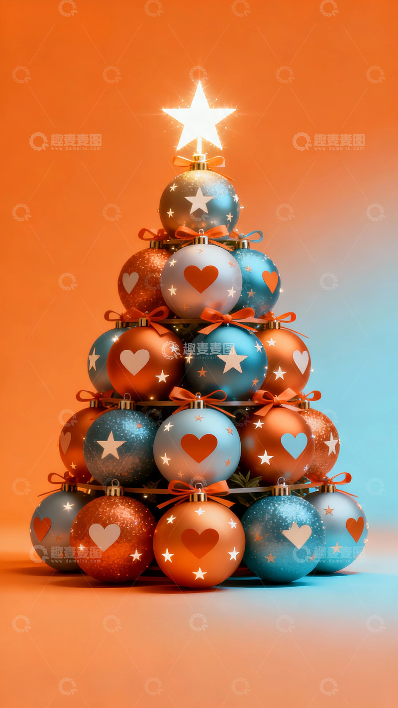 高清大图下载【趣麦麦图】圣诞树装饰球创意壁纸