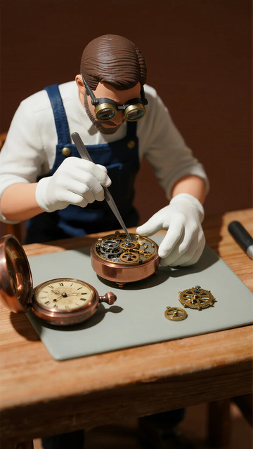 工匠修表场景人偶模型