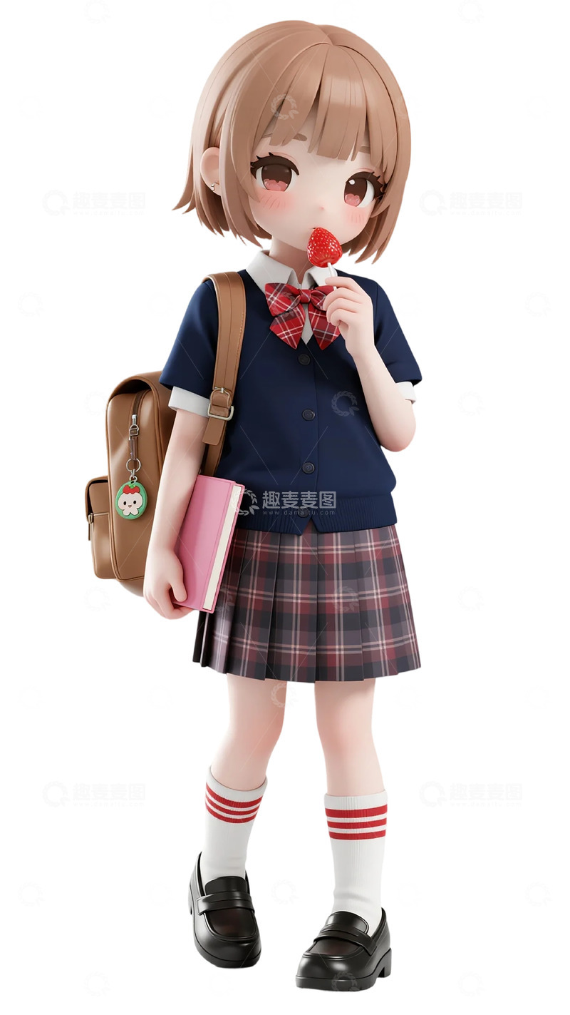 高清大图下载【趣麦麦图】动漫风校服少女手办模型