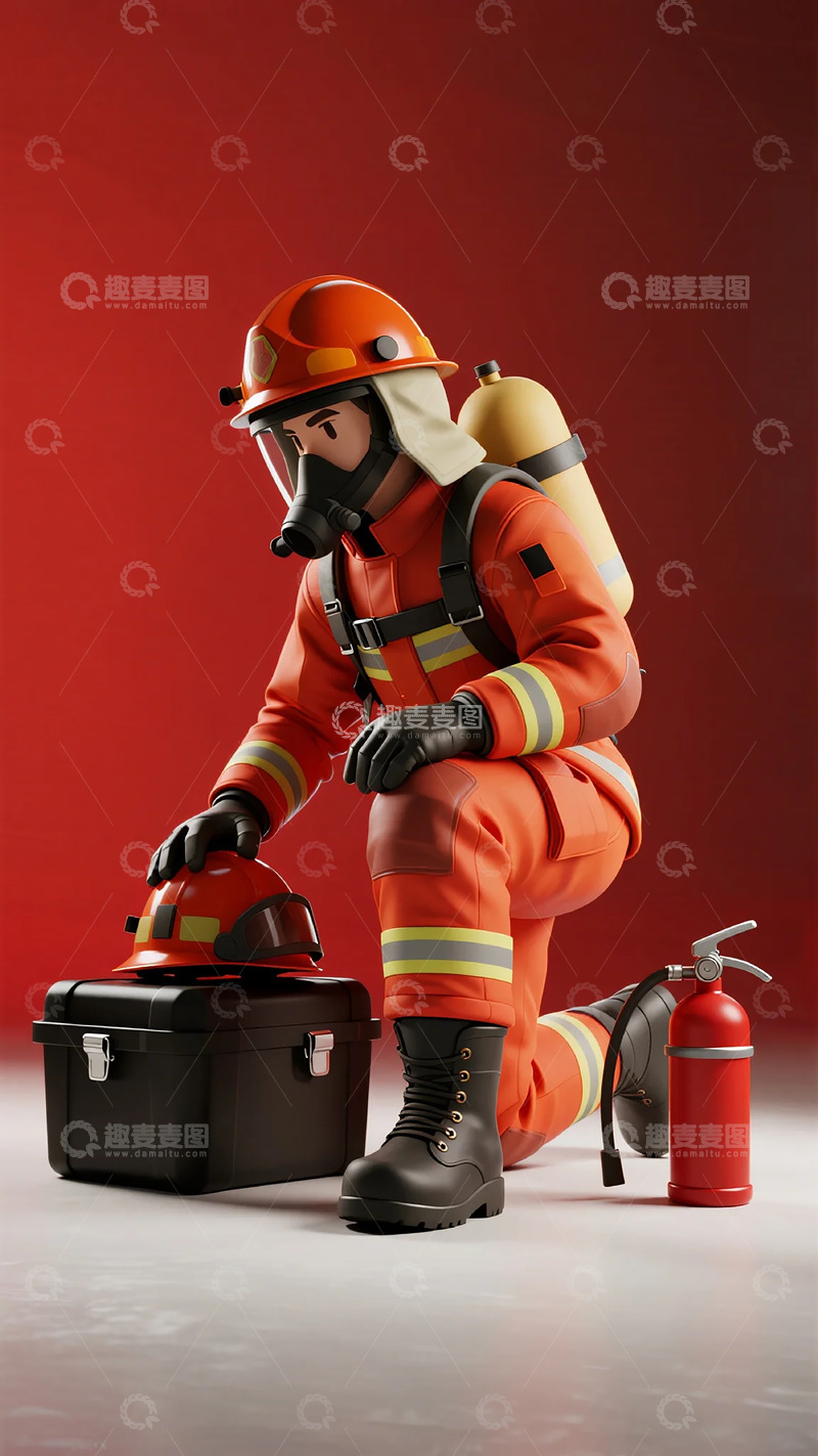 高清大图下载【趣麦麦图】消防员装备摄影写实模型