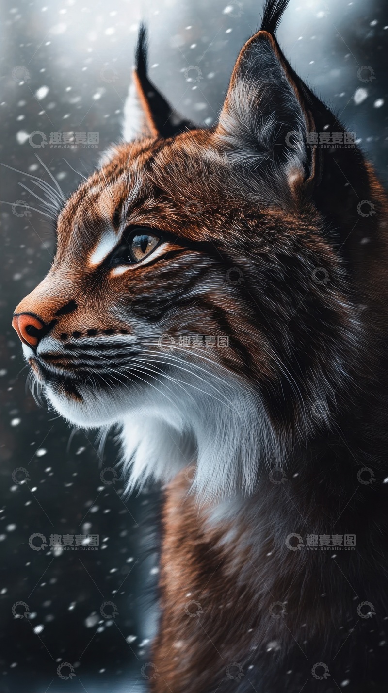 高清大图下载【趣麦麦图】猞猁面部特写摄影