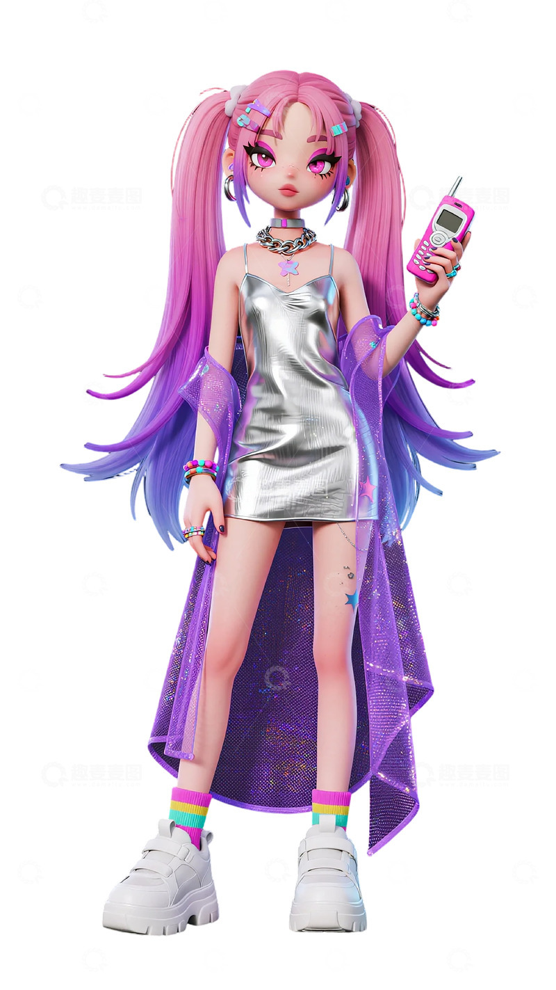 高清大图下载【趣麦麦图】动漫风格时尚女孩插画设计素材