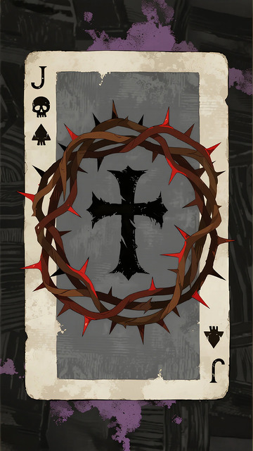 暗黑风格扑克牌十字架设计