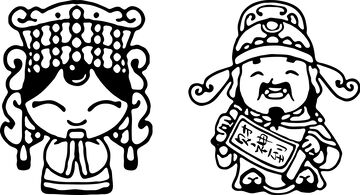 传统戏曲人物线描插画