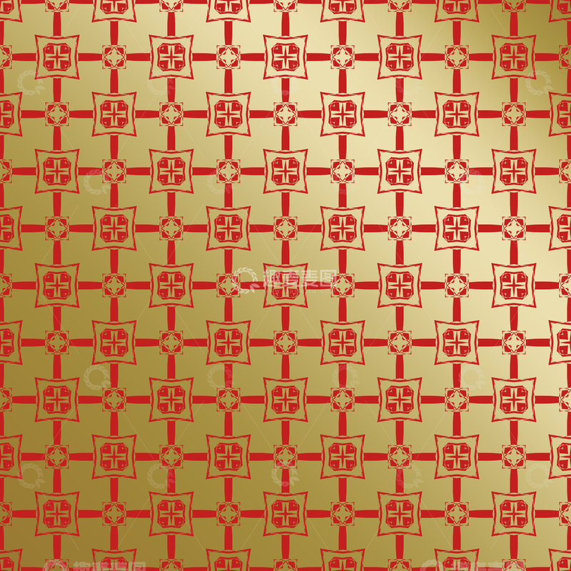 源文件下载【趣麦麦图】红金中式几何花纹背景图191