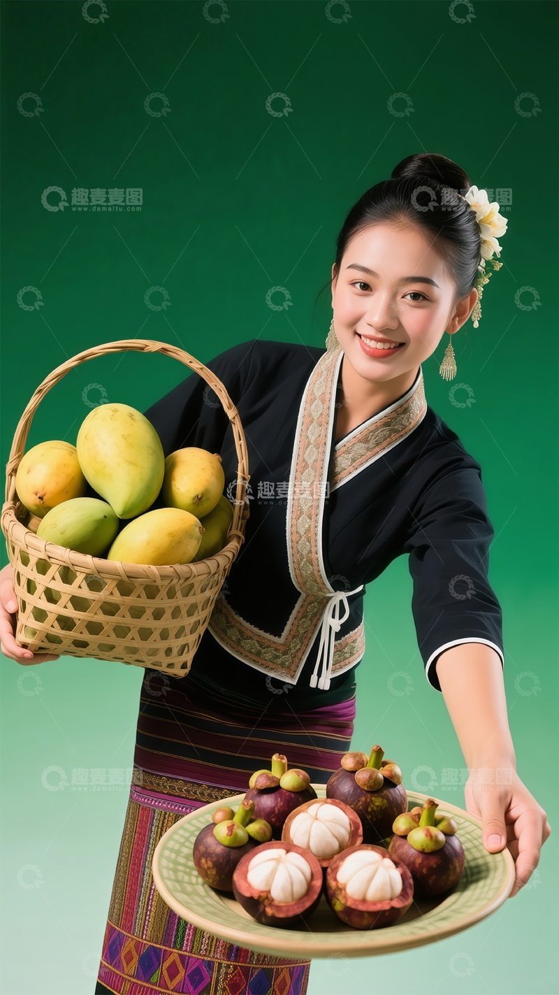 高清大图下载【趣麦麦图】-传统服饰水果展示摄影