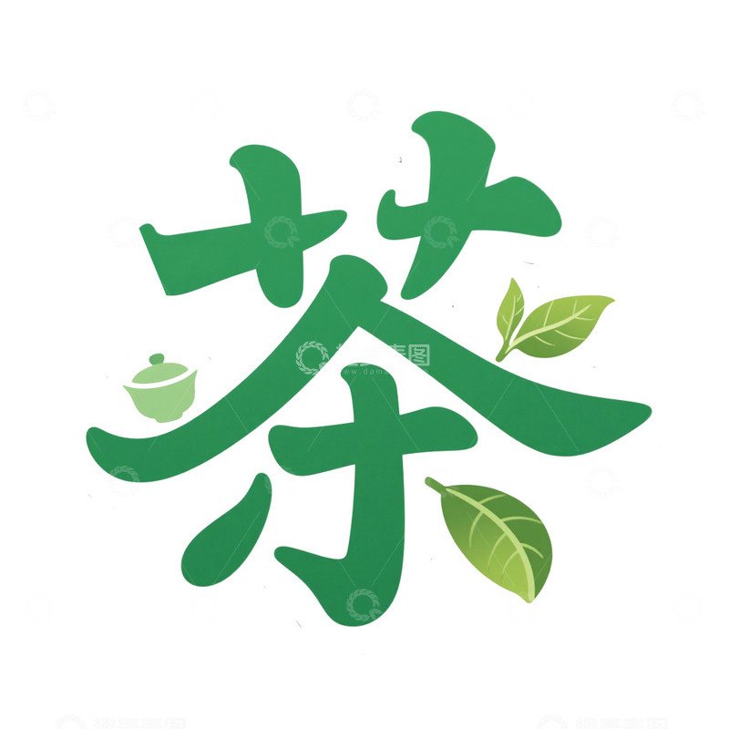 高清大图下载【趣麦麦图】手绘卡通茶字艺术字设计免抠元素