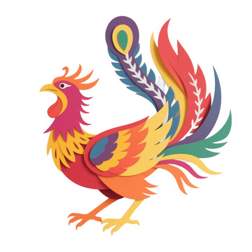 剪纸风凤凰鸟类免抠元素