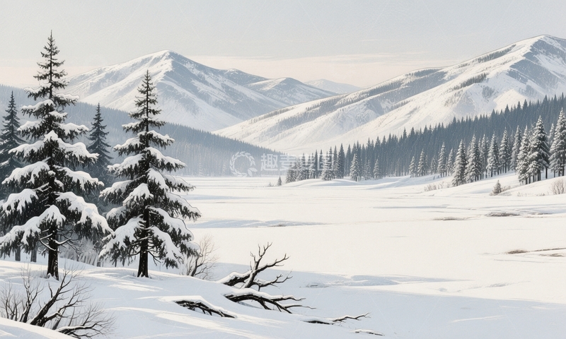 高清大图下载【趣麦麦图】冬季大雪节气背景3