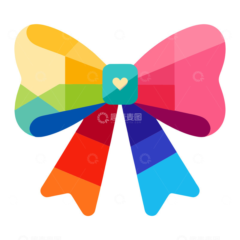 高清大图下载【趣麦麦图】彩色心形蝴蝶结矢量图标