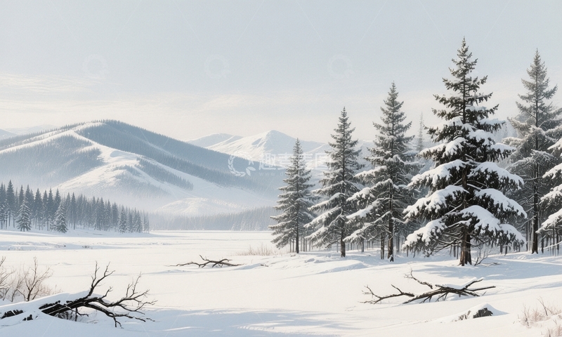 高清大图下载【趣麦麦图】冬季大雪节气背景4