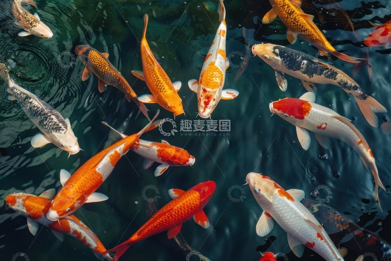 高清大图下载【趣麦麦图】池塘里的一群鲤鱼摄影