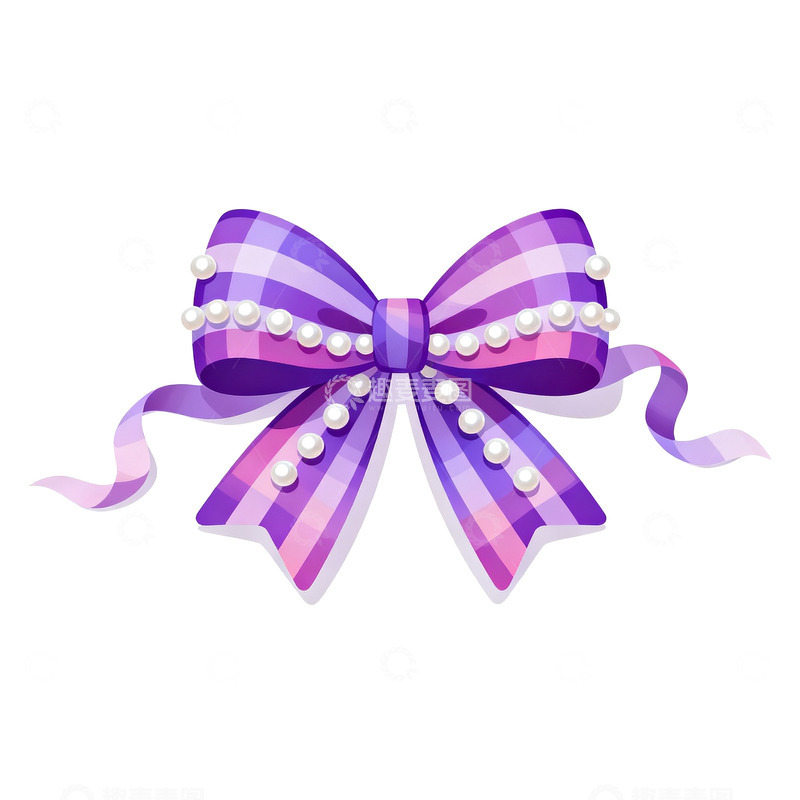 高清大图下载【趣麦麦图】珍珠蝴蝶结装饰插画设计素材