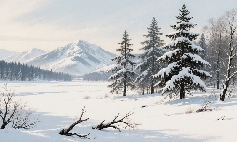 高清大图下载【趣麦麦图】冬季大雪节气背景10