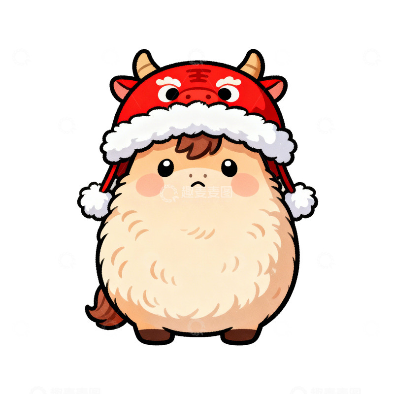 高清大图下载【趣麦麦图】红色简约卡通可爱胖胖萌趣马年