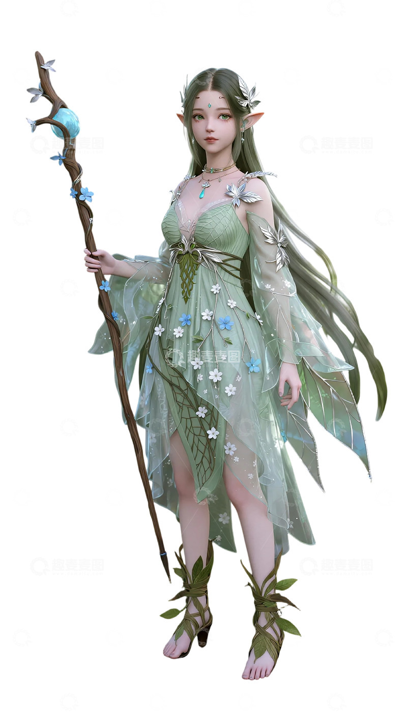 高清大图下载【趣麦麦图】动漫风森林女神角色设计素材