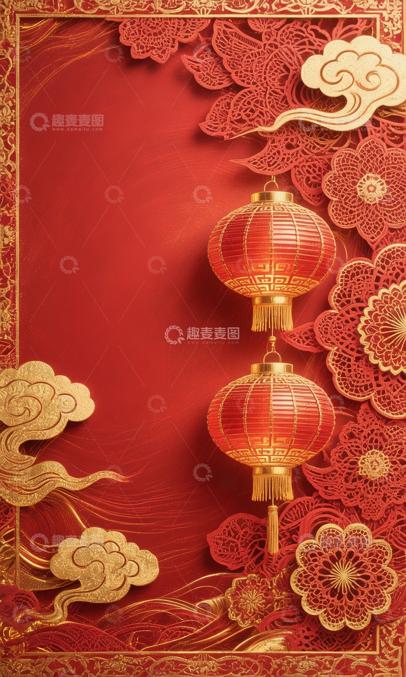 高清大图下载【趣麦麦图】国风喜庆节日背景5