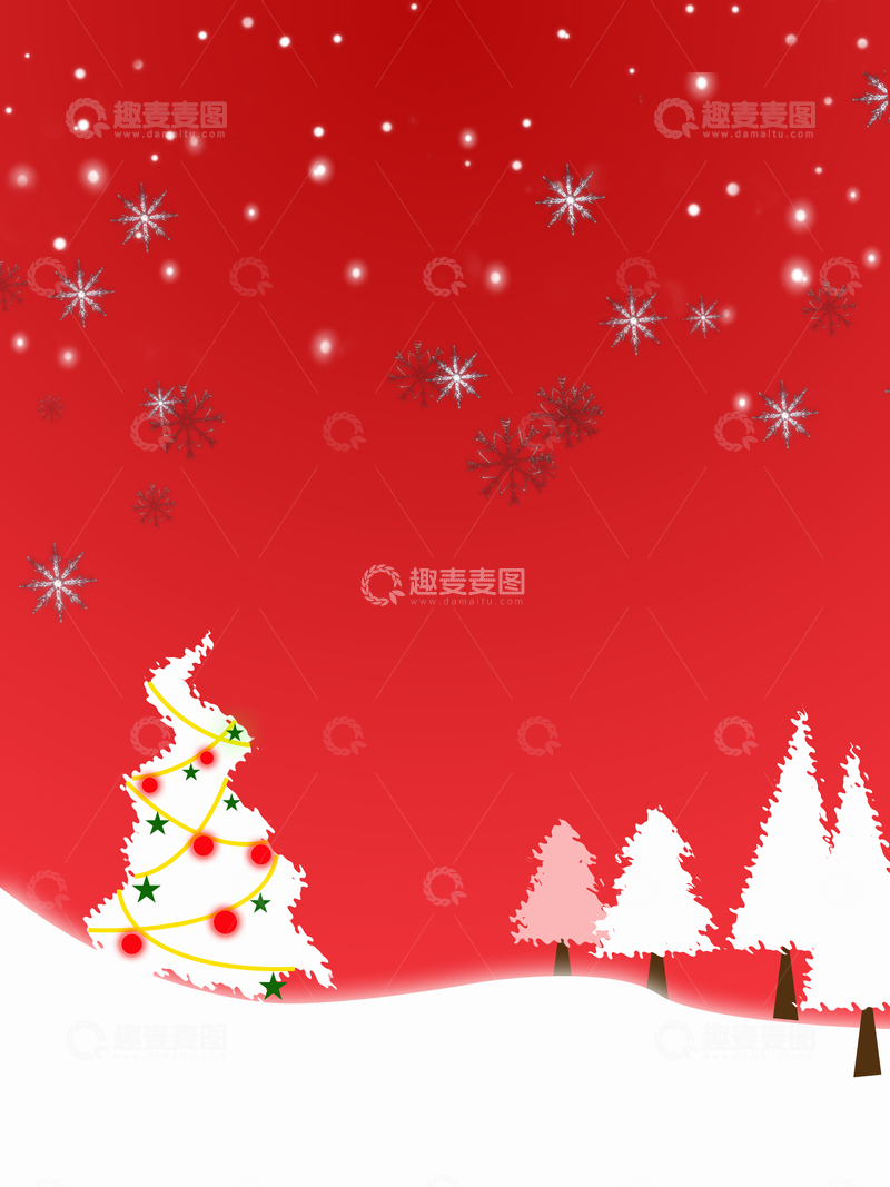 源文件下载【趣麦麦图】-圣诞树雪花节日背景