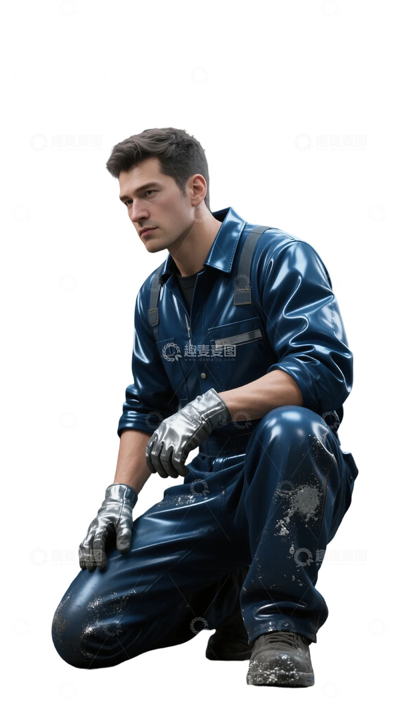 高清大图下载【趣麦麦图】工人皮革装休息瞬间