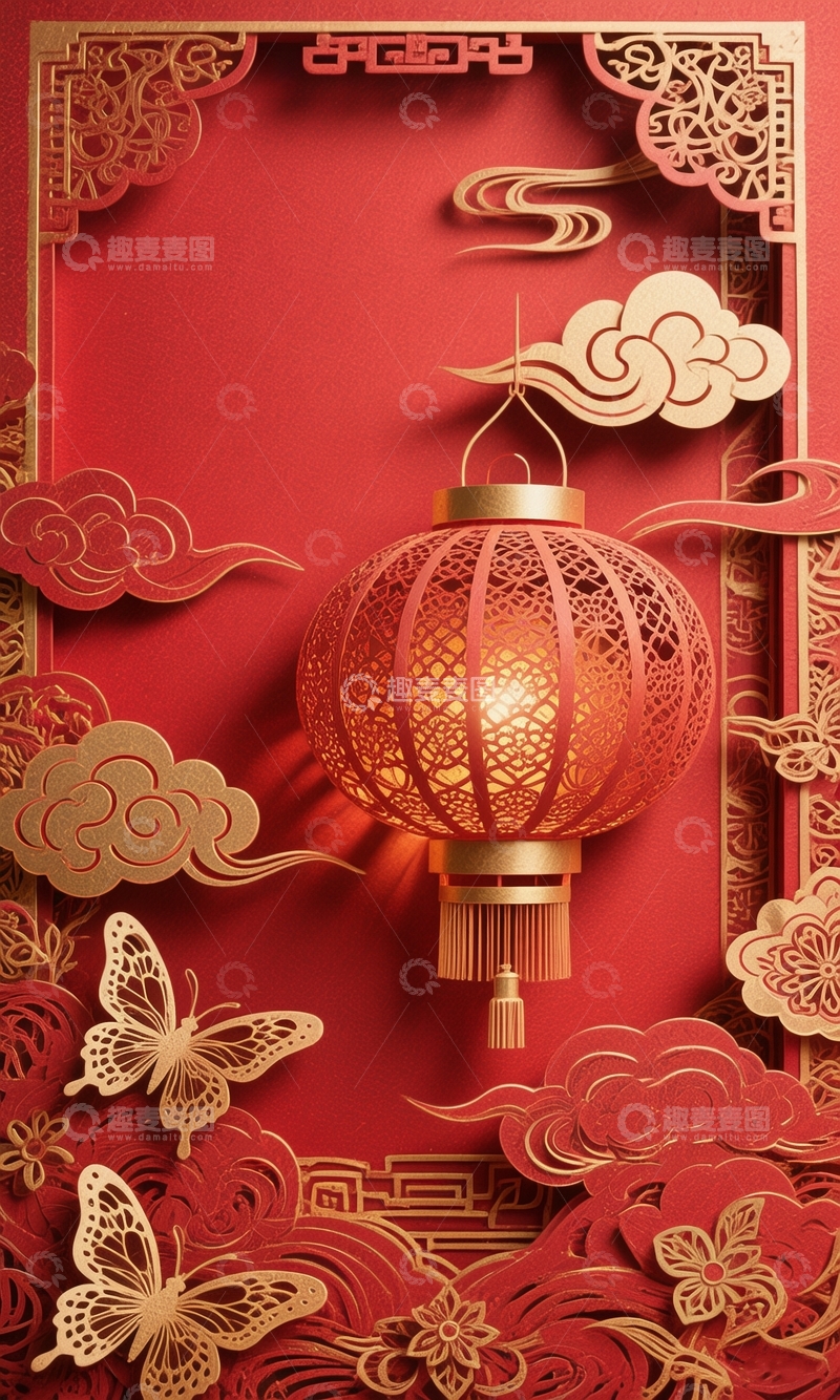 高清大图下载【趣麦麦图】国风喜庆节日背景8