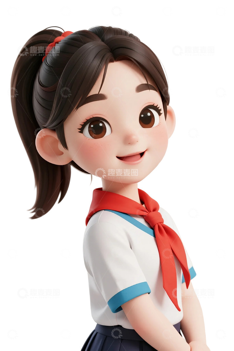 高清大图下载【趣麦麦图】卡通少女学生形象设计素材