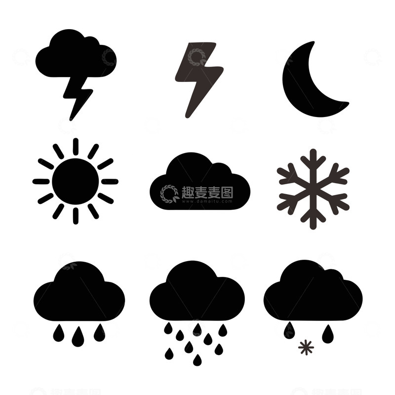 高清大图下载【趣麦麦图】简约天气图标矢量素材