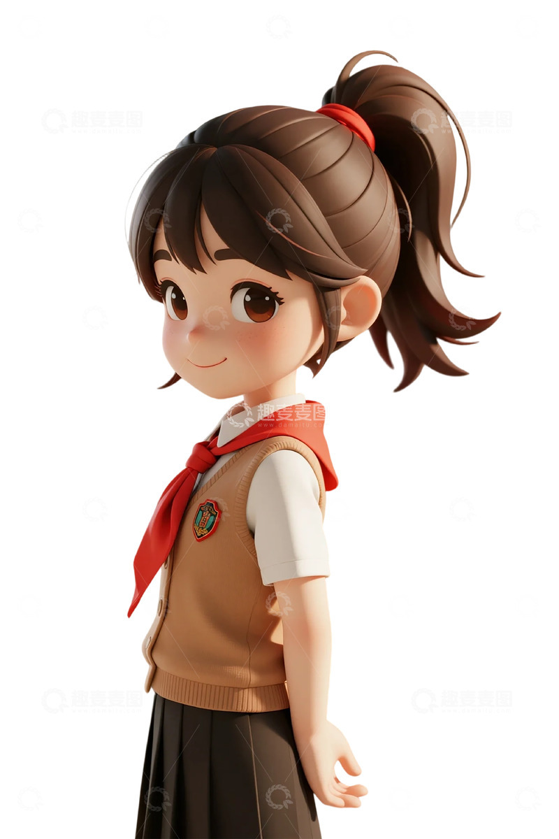 高清大图下载【趣麦麦图】卡通少女学生装造型
