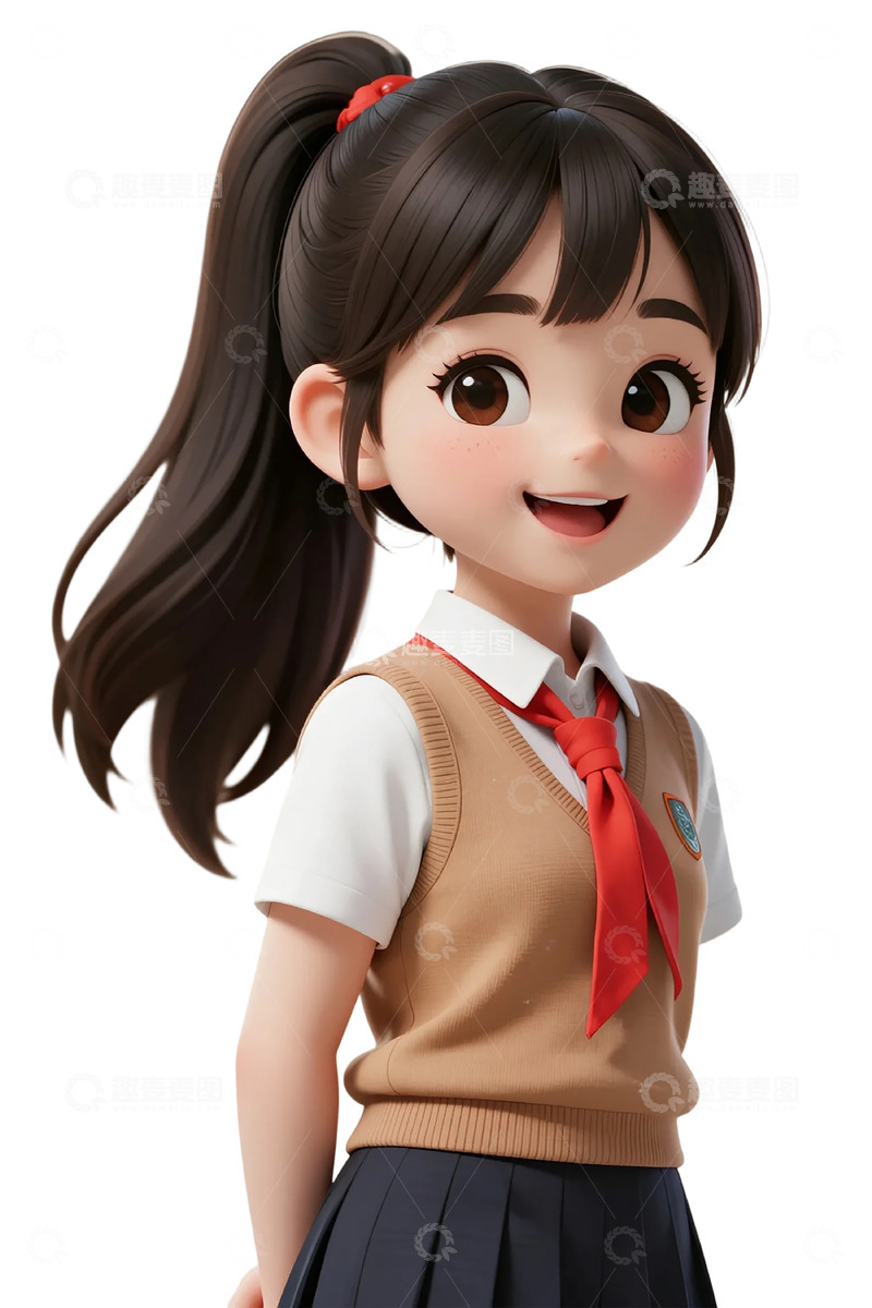 高清大图下载【趣麦麦图】卡通少女学生装形象设计