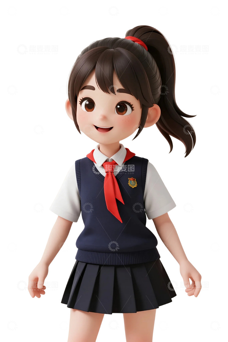 高清大图下载【趣麦麦图】卡通校服少女形象设计