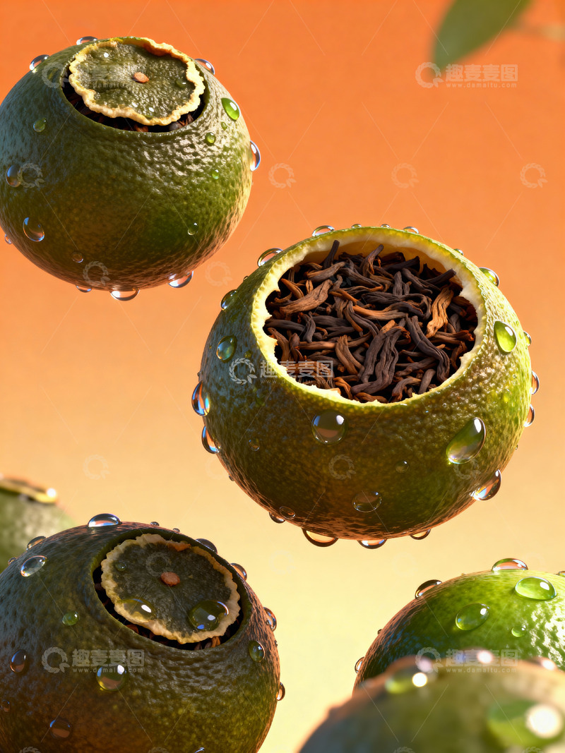 高清大图下载【趣麦麦图】小青柑红尘普洱茶3
