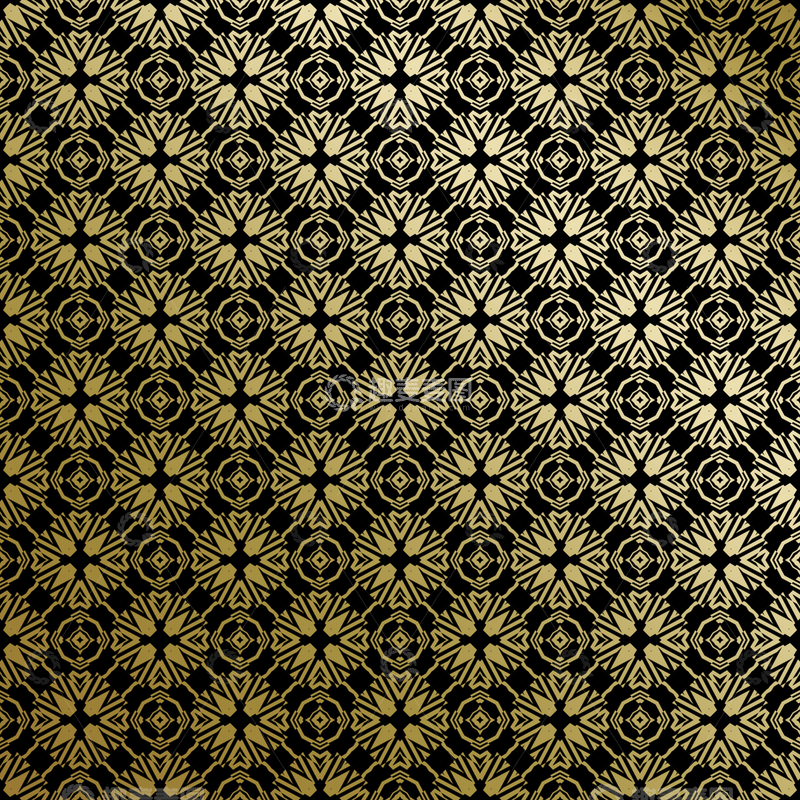 源文件下载【趣麦麦图】黑金中式几何花纹背景图28