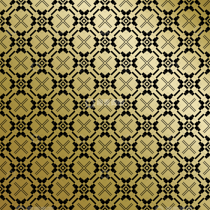 源文件下载【趣麦麦图】黑金中式几何花纹背景图7