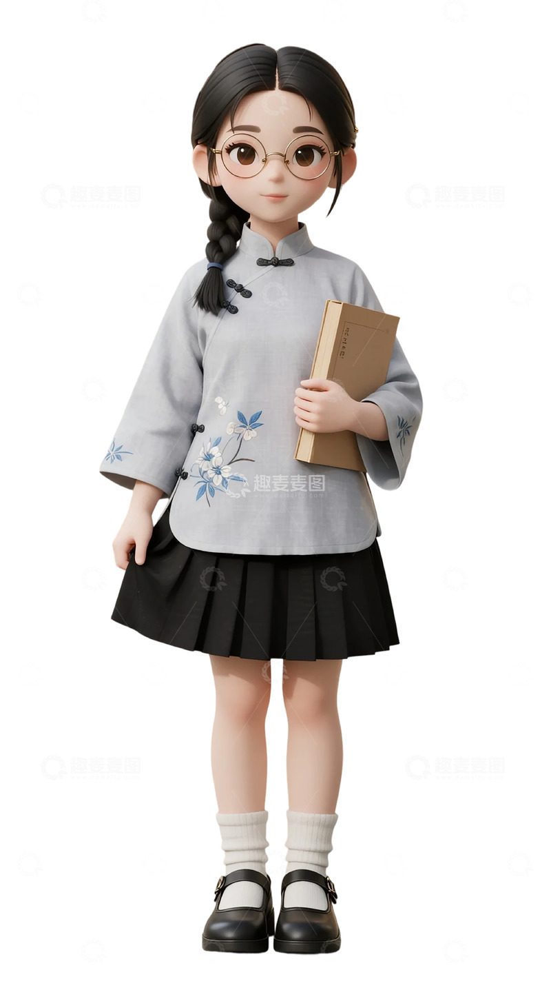 高清大图下载【趣麦麦图】动漫少女学生装扮插画