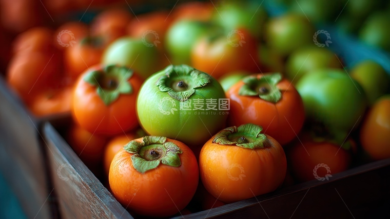 高清大图下载【趣麦麦图】柿子  橙红  润泽  