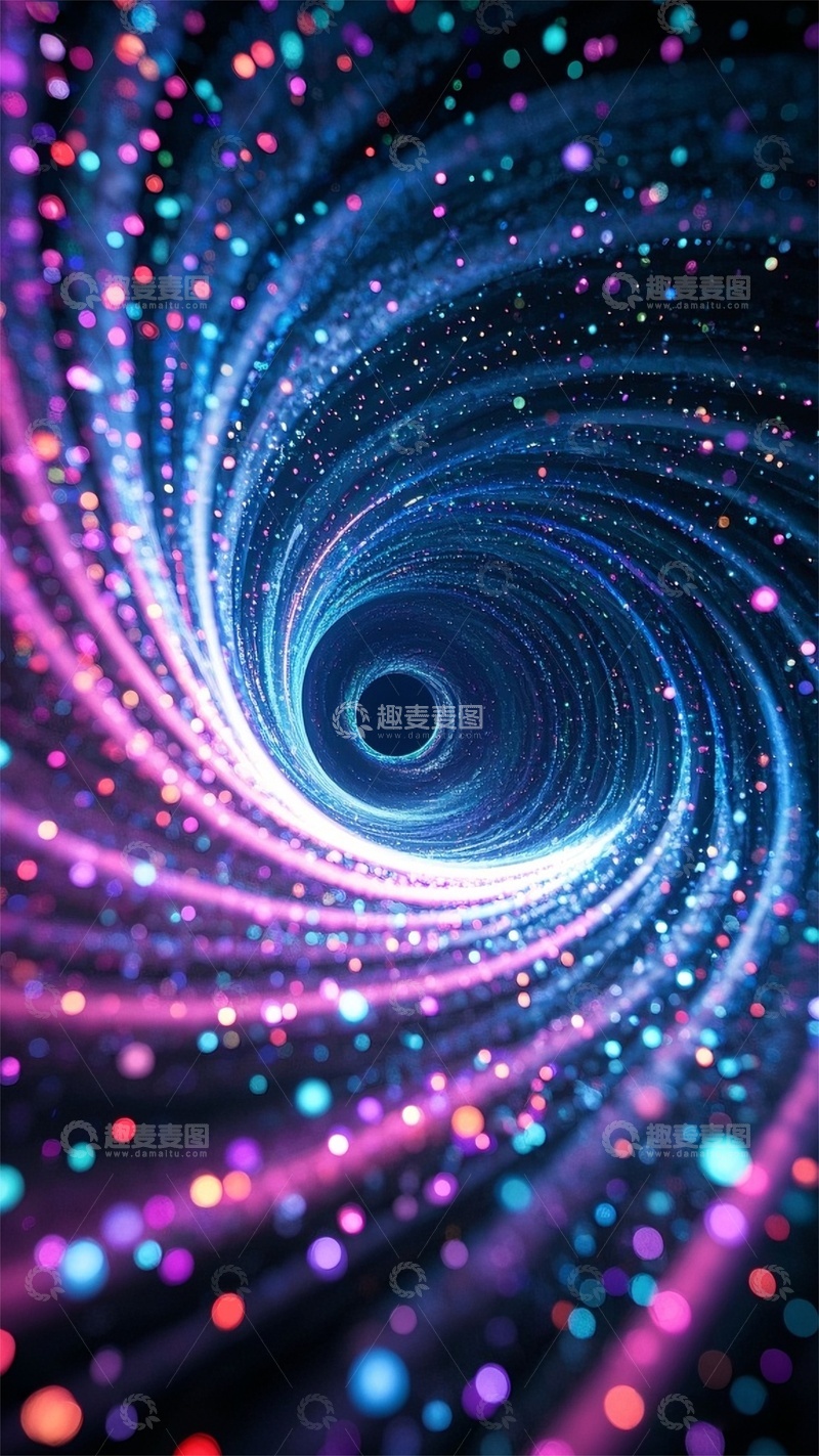 高清大图下载【趣麦麦图】炫光漩涡科幻空间设计素材