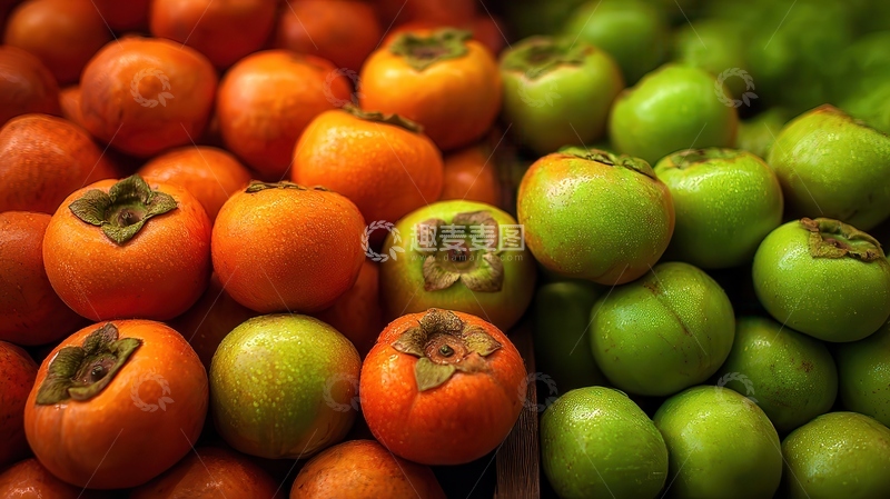 高清大图下载【趣麦麦图】柿子  橙红  圆满