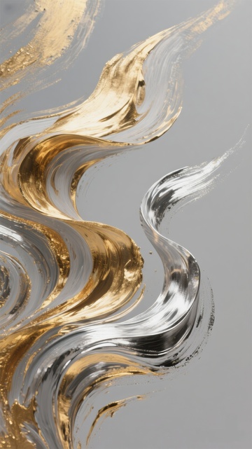 抽象金灰色墨迹流动艺术