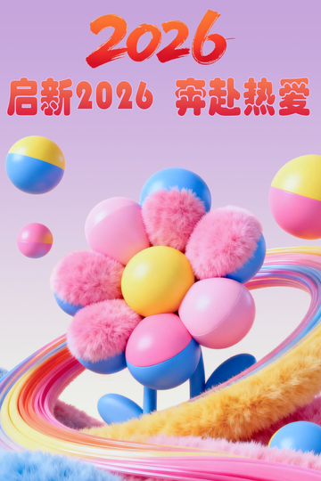 梦幻花朵2026新年设计素材