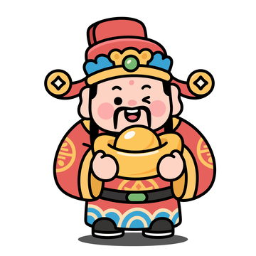 卡通财神爷喜庆形象插画