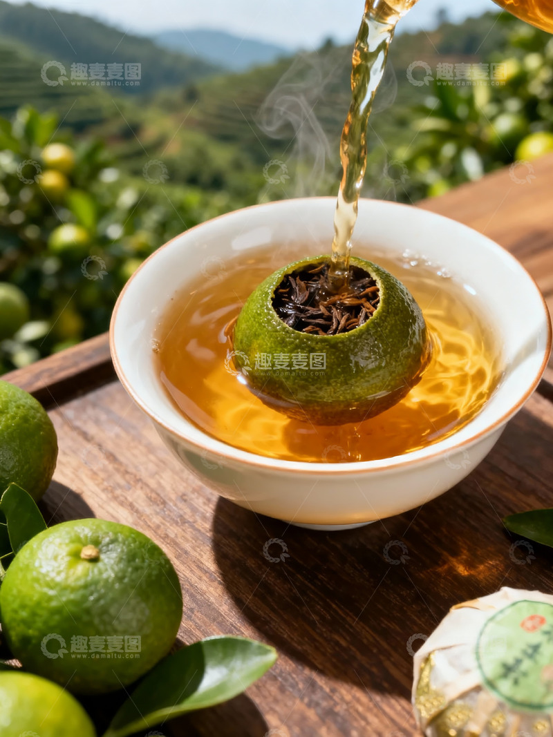 高清大图下载【趣麦麦图】茶园小青柑红茶普洱茶
