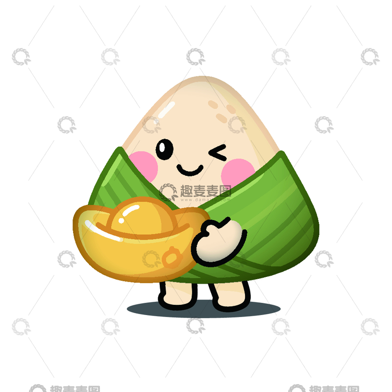 源文件下载【趣麦麦图】-卡通粽子吉祥物插画