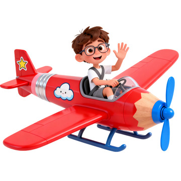 卡通飞机玩具3D渲染素材