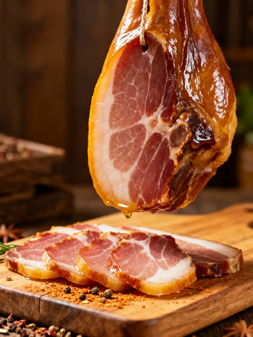 云南宣威火腿特写美食