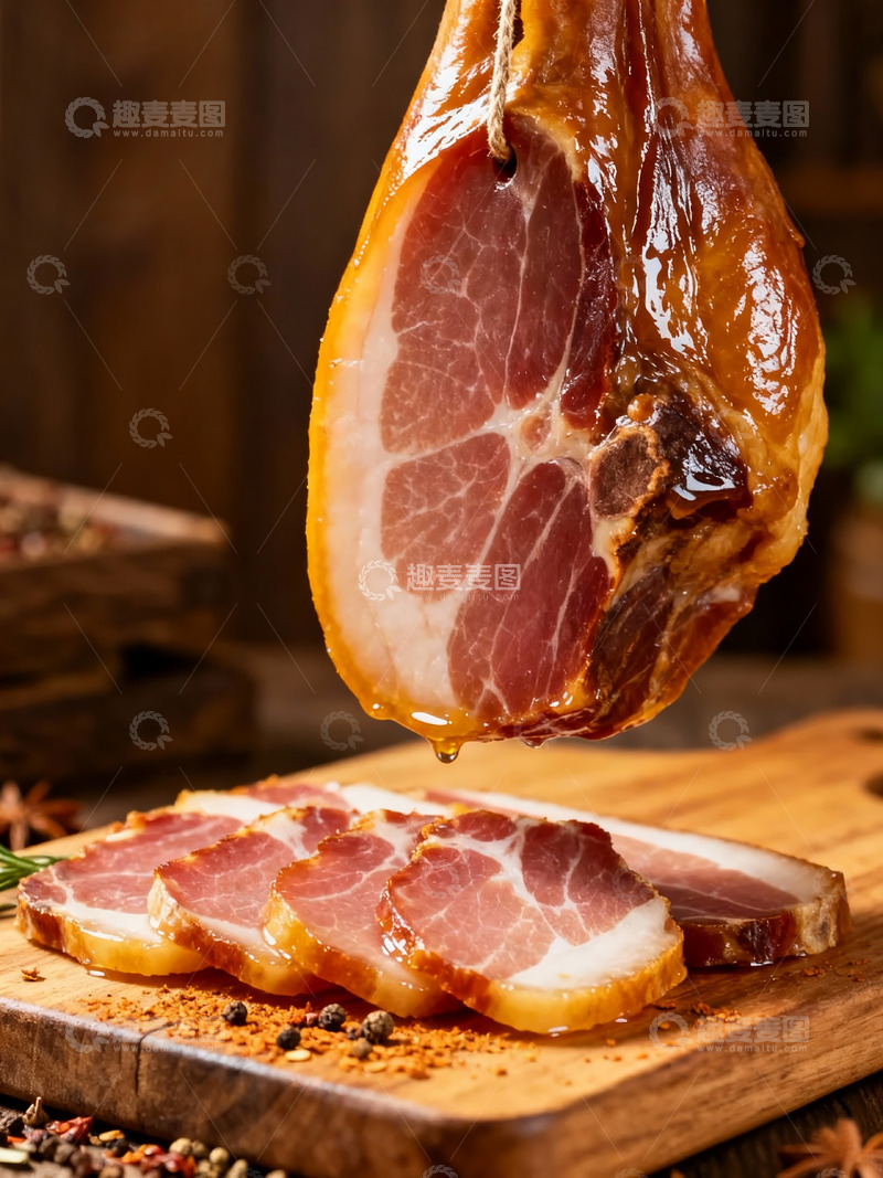 高清大图下载【趣麦麦图】云南宣威火腿特写美食