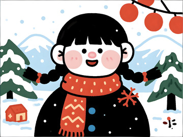 冬日可爱女孩插画
